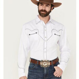 NWT Scully White Retro Western Shirt with Black Accents Size Medium